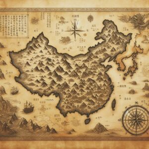 Mappa artistica della Cina con città principali