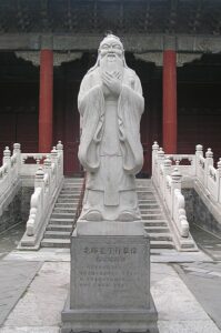 Statue of Confucius at the Confucius Temple in Beijing, China.